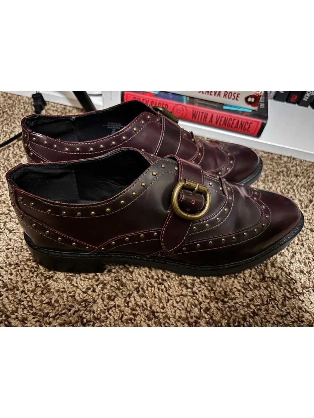 Marc Fisher Burgundy Leather Monk Strap Dress Shoes Size 11M